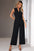 Tie Waist Shawl Collar Sleeveless Jumpsuit
