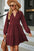 Ruched Notched Long Sleeve Mini Dress - store name
