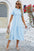 Smocked Round Neck Flounce Sleeve Midi Dress - store name