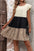 Ruffled Color Block Cap Sleeve Mini Dress - store name