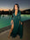 Slit Plunge Long Sleeve Dress - store name