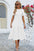 Smocked Round Neck Flounce Sleeve Midi Dress - store name