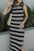 Slit Striped Round Neck Sleeveless Midi Dress - store name
