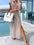 Openwork Slit Cutout Wide Strap Dress - store name