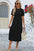 Smocked Round Neck Flounce Sleeve Midi Dress - store name