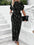 Jumpsuit mit weitem Bein und Stehkragen, Druck und Bindeband