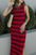 Slit Striped Round Neck Sleeveless Midi Dress - store name