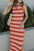 Slit Striped Round Neck Sleeveless Midi Dress - store name