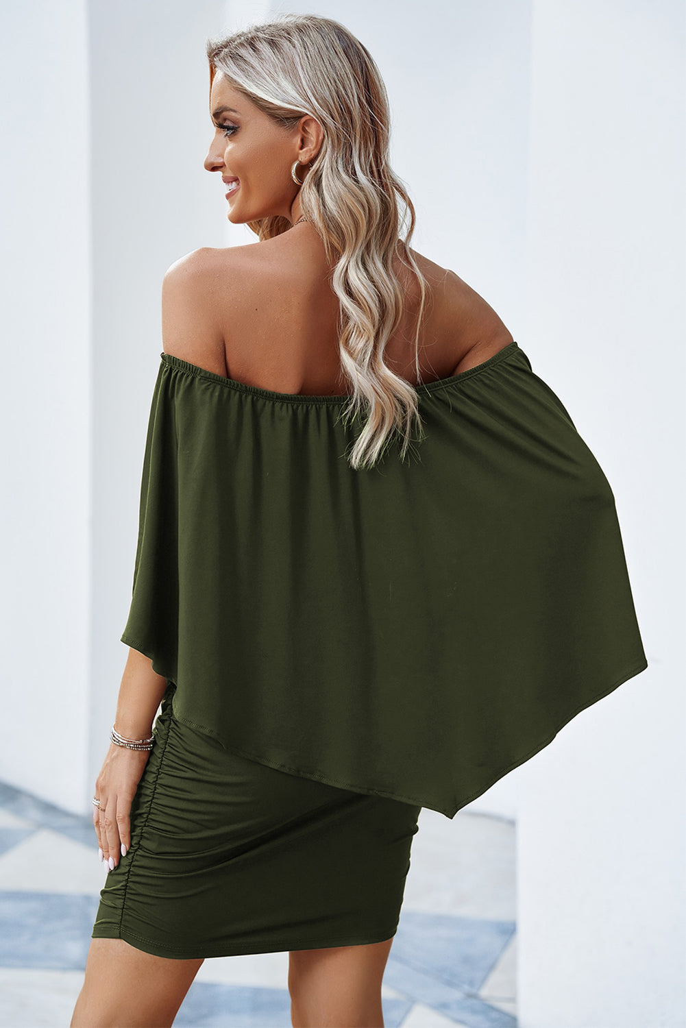 Full Size Off-Shoulder Layered Dress - store name