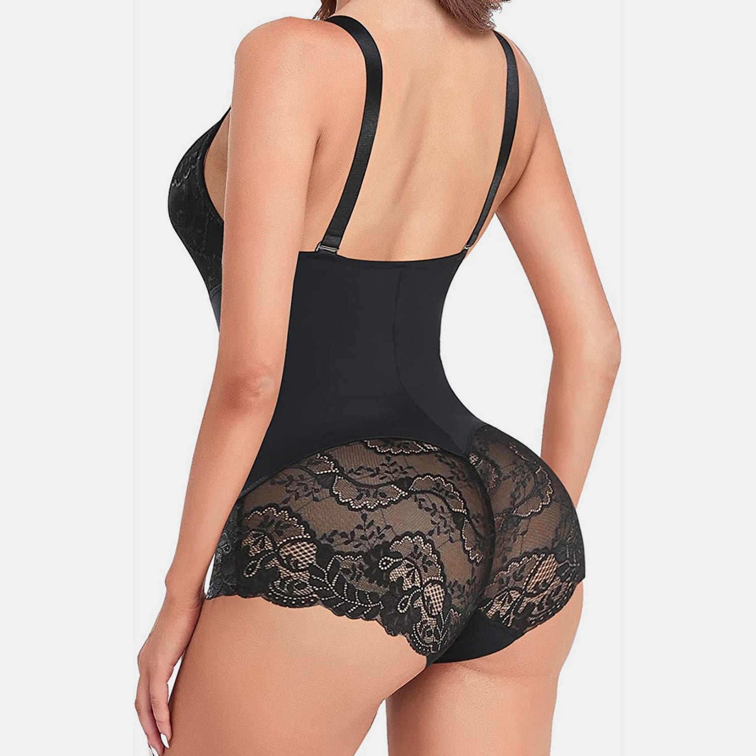 Full Size Lace V-Neck Spaghetti Strap Shaping Bodysuit - store name