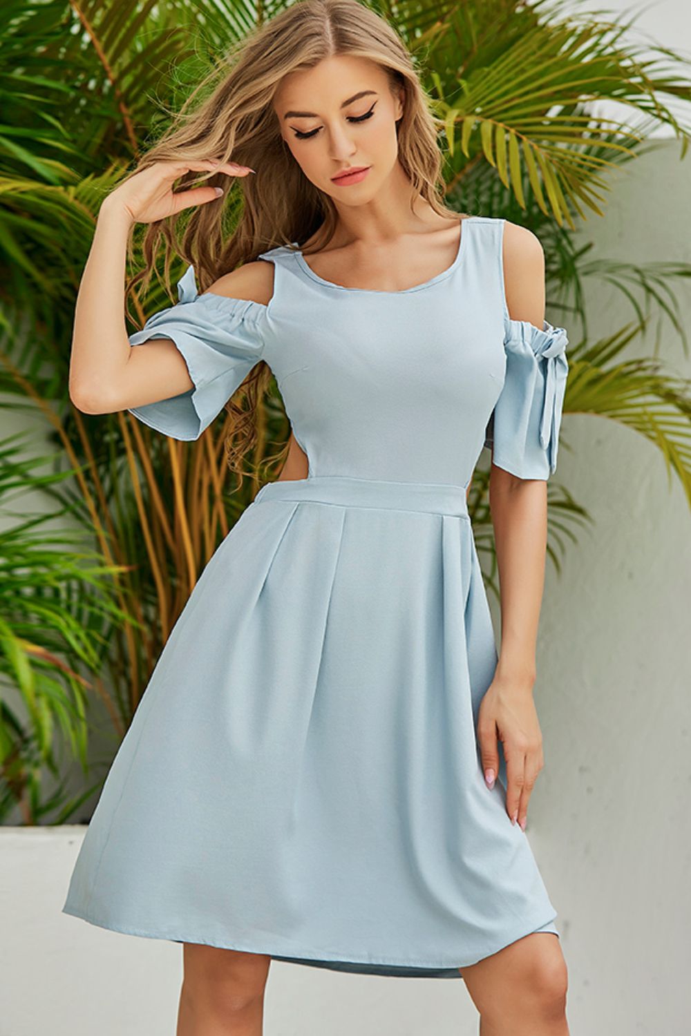 Cutout Tied Cold-Shoulder Dress - store name