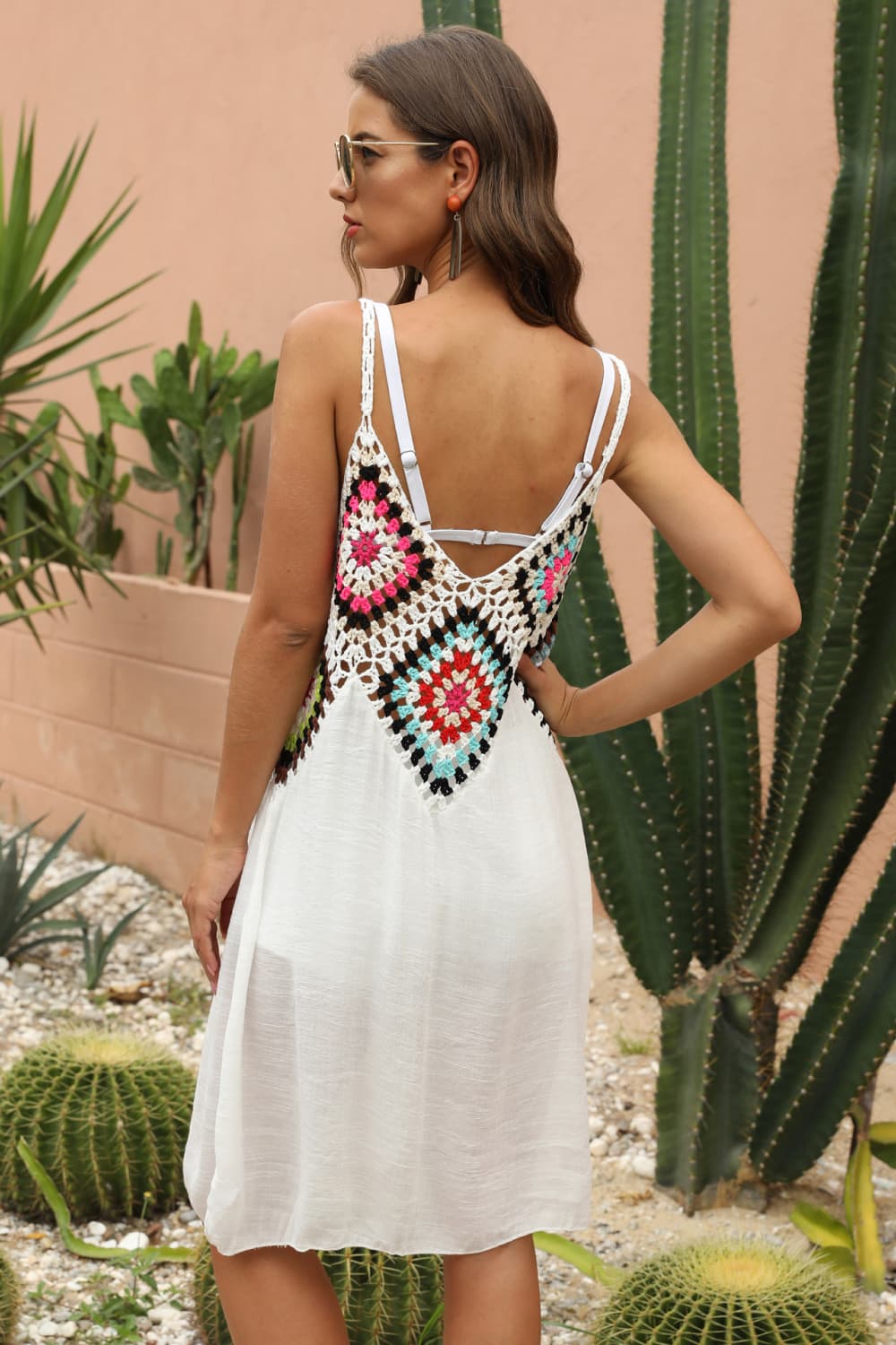 Openwork Sleeveless Embroidery Dress - store name