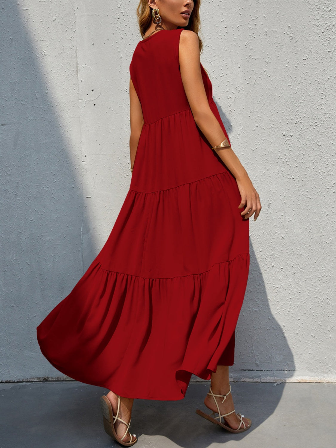 Tiered V-Neck Sleeve Dress - store name