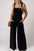 Jumpsuit mit gesmoktem, eckigem Ausschnitt und weitem Bein und Taschen