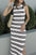 Slit Striped Round Neck Sleeveless Midi Dress - store name