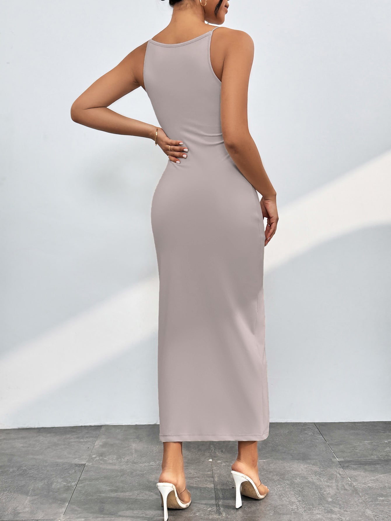 Round Neck Wrap Midi Cami Dress - store name