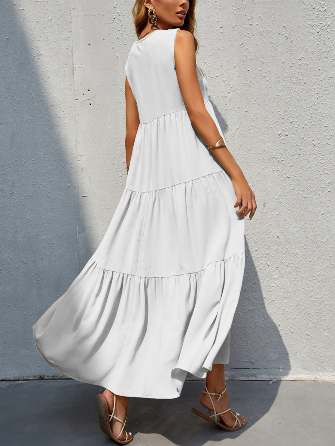 Tiered V-Neck Sleeve Dress - store name