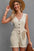 Button Front Belted Sleeveless Romper