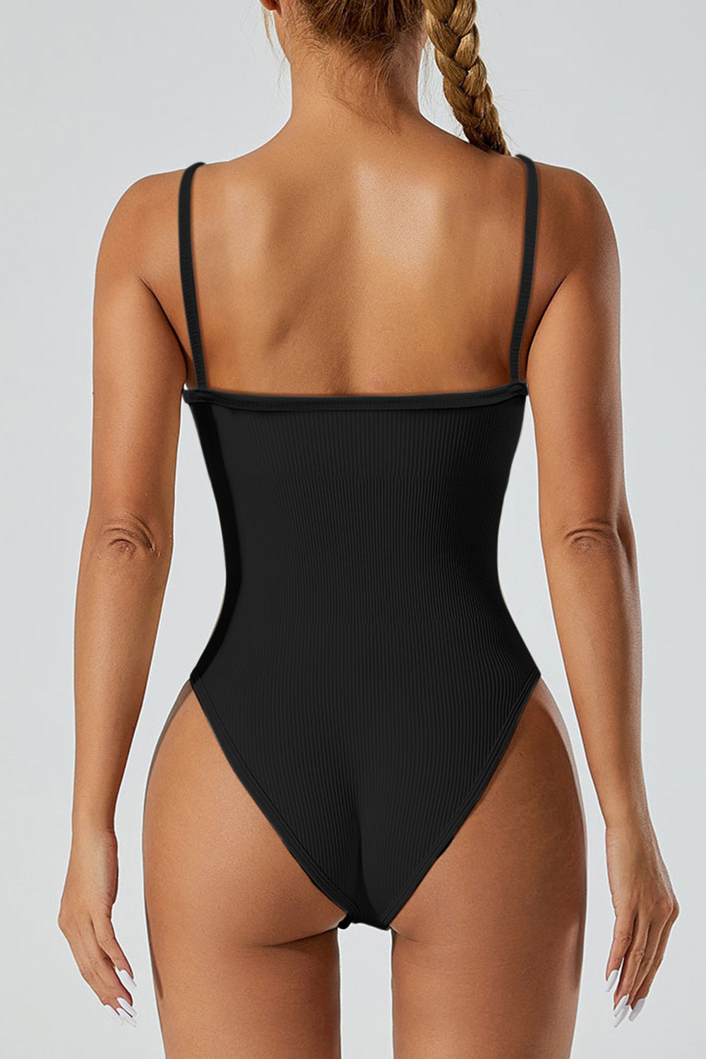 Scoop Neck Spaghetti Strap Active Bodysuit - store name