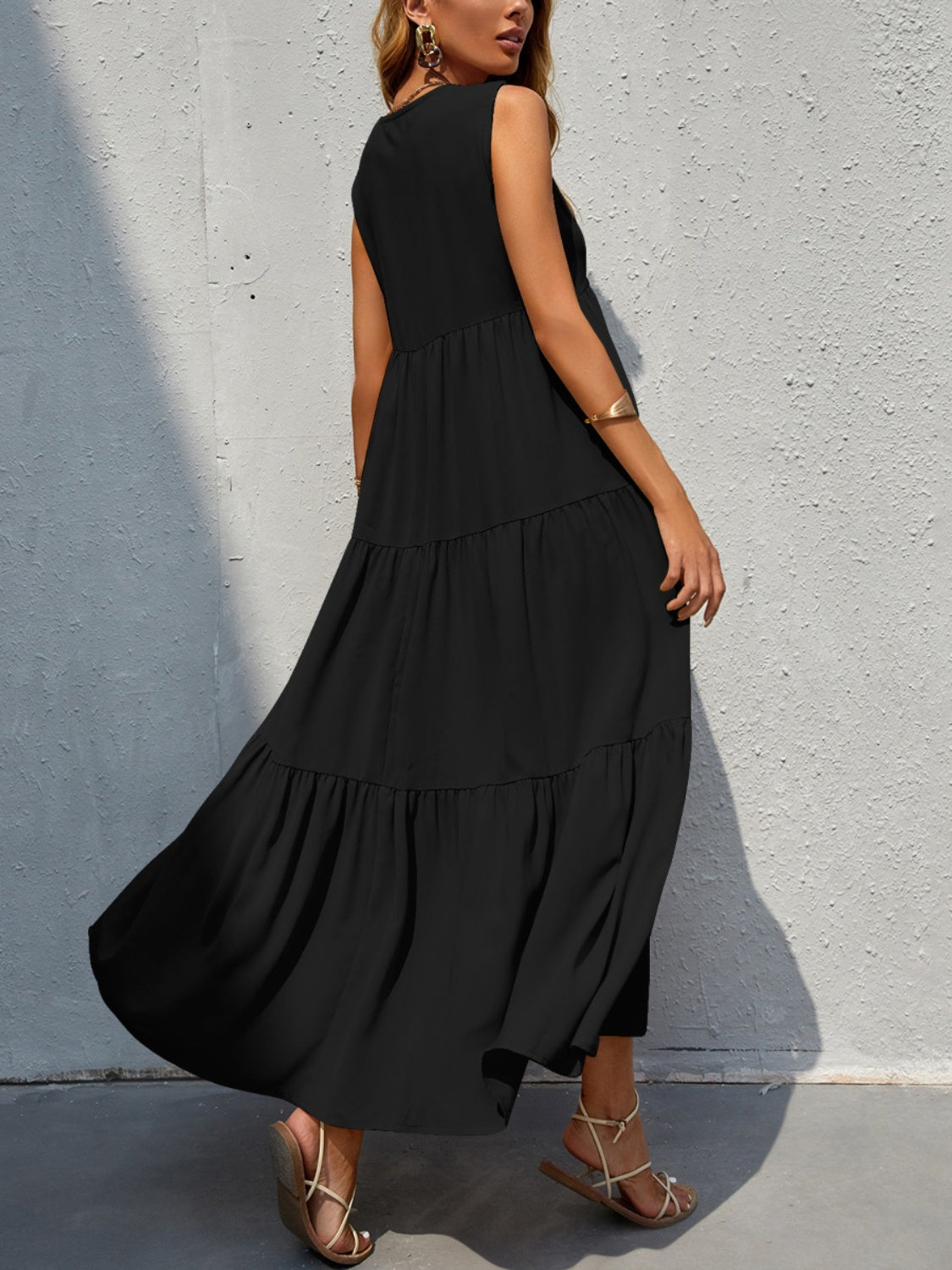 Tiered V-Neck Sleeve Dress - store name