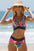 Bikini-Set mit tropischem Print und gestreiftem Besatz