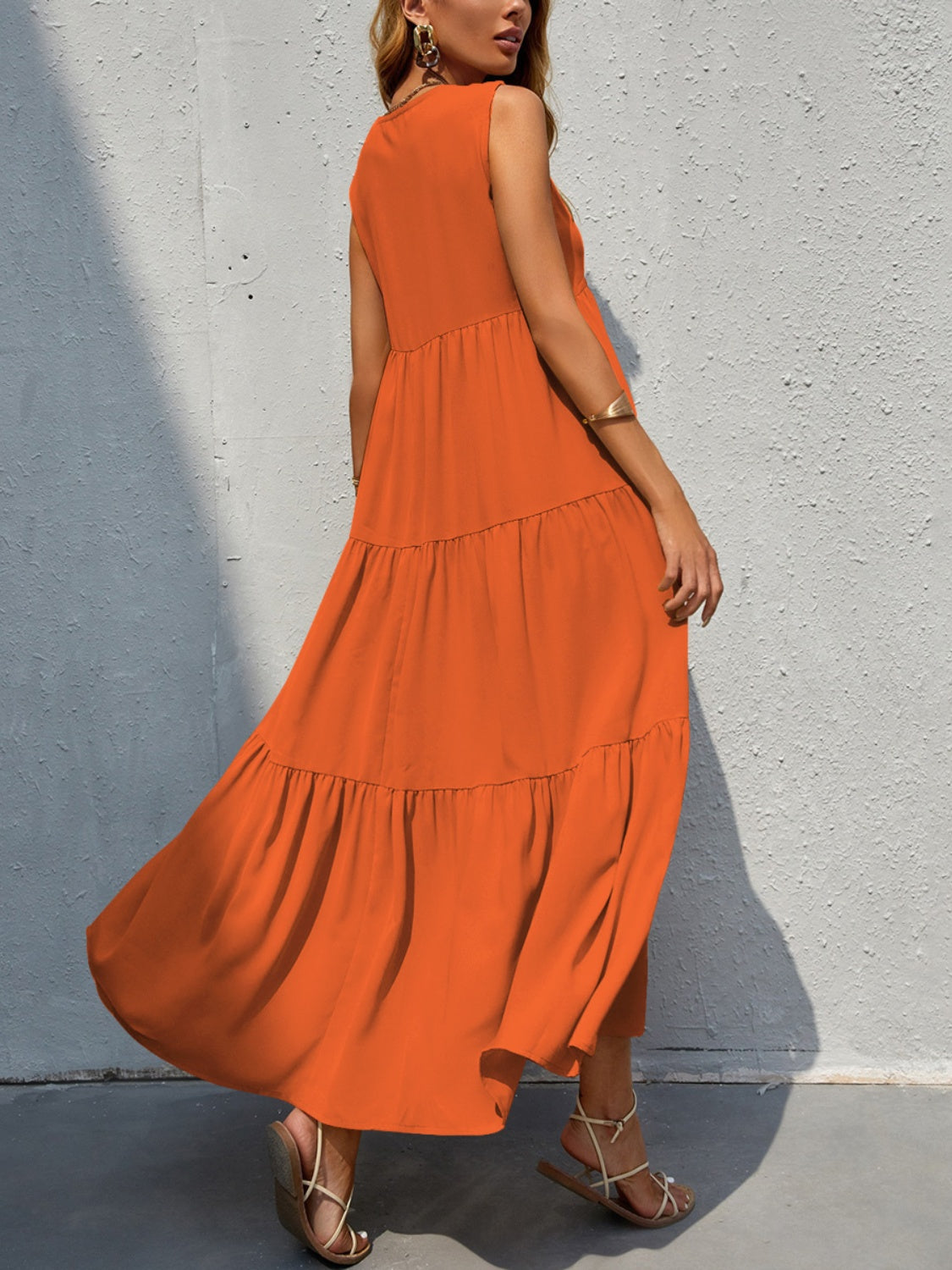 Tiered V-Neck Sleeve Dress - store name