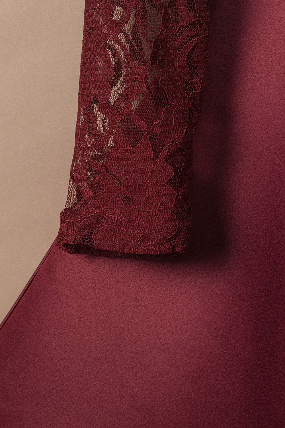 Spliced Lace High-Low Long Sleeve Dress - store name