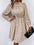 Printed Ruched Mock Neck Long Sleeve Dress - store name