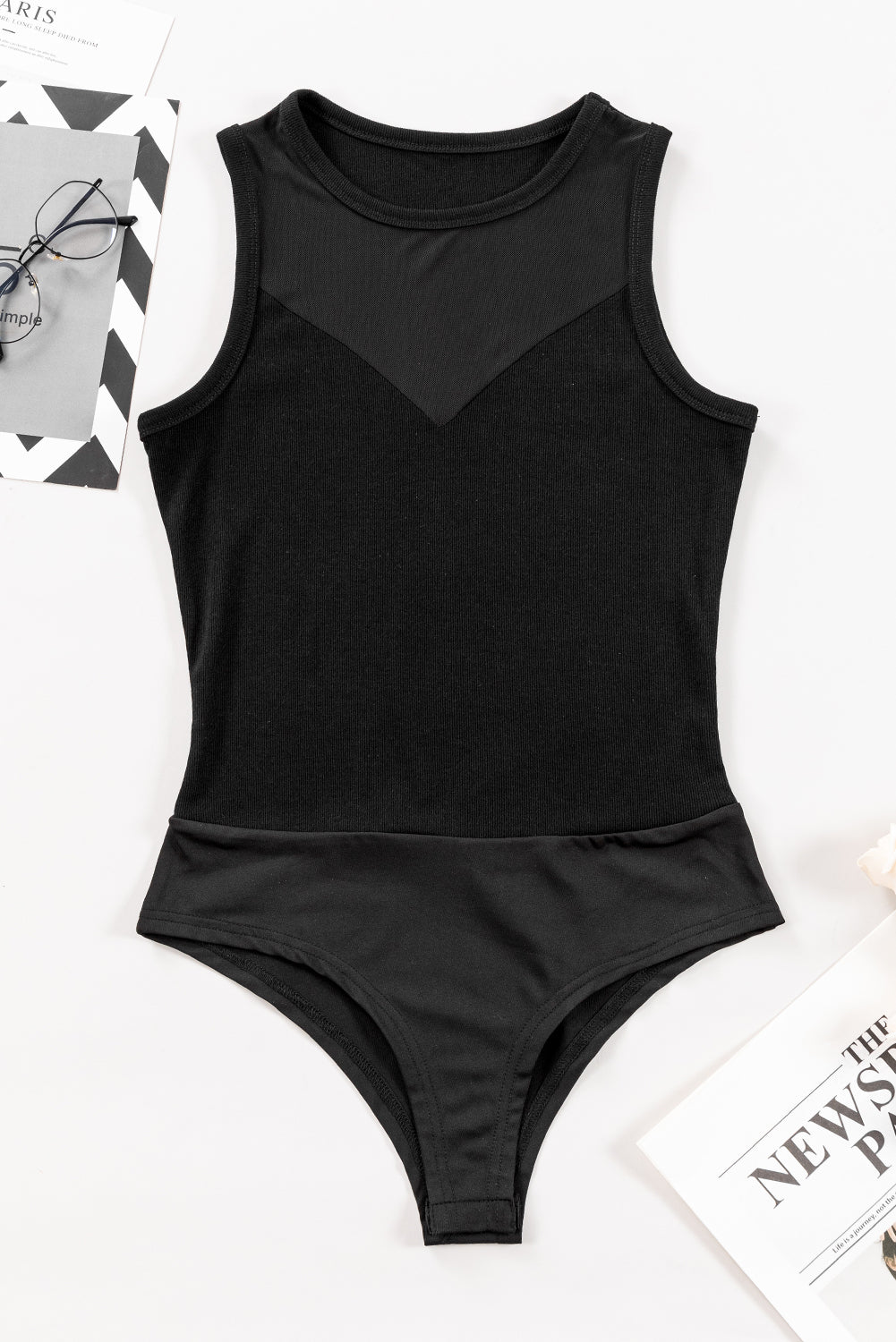 Round Neck Sleeveless Bodysuit - store name