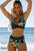 Bikini-Set mit tropischem Print und gestreiftem Besatz