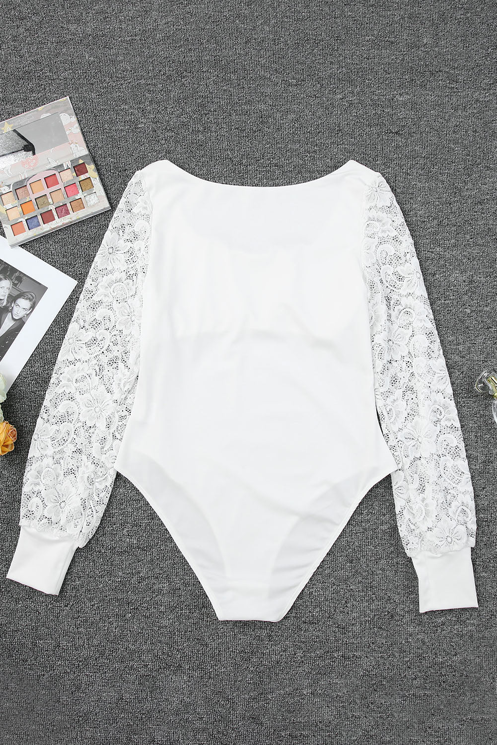 Lace Detail Scoop Neck Long Sleeve Bodysuit - store name