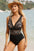 Lace V-Neck Sleeveless One-Piece Swimwear